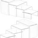 Albumgit 8 Pcs 2 Set (3L, 4L, 5L, 6L) Small Acrylic Risers, 4mm Thick Clear Acrylic Display Stand, Rectangular Desktop Showcase Collectibles for Funko Pop Figures, Cupcake, Dessert, Perfume
