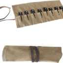 Pocket Knife Roll Bag,Waxed Canvas Small Knife Roll Up Pouch,Folding Knife Storage Case,Tactical Knife Protectors Sheath, Multi-Purpose Knife Roll With 8 Slots For Display Camping Hiking