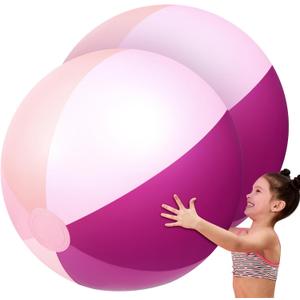 Ceenna 2 Pcs 60 Inch Giant Beach Ball Large Inflatable Pool Toy Balls Summer Swimming Toys Parties PVC Jumbo for Adults Summer Beach Pool Party Favor(Purple,Elegant)