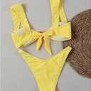 SOLY HUX Women's Bikini Set High Cut Bathing Suits 2 Piece Summer Cheeky Swimsuits, Small, Yellow