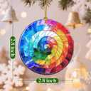 Christmas Ornaments, 2.8 Inch Ceramic Hanging Ornament, Christmas Tree Ornaments, Xmas Decorations, Holiday Decorations, Holiday Party Gifts, and Xmas Gift Ideas - Rainbow Spiral