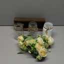 Mkono Mason Jar Lights Centerpiece Table Decor for Dining Room Farmhouse Wood Tray with 3 Jars Flowers Valentines Day Decoration for Coffee Table Kitchen Living Room Wedding (White)