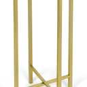 Urban Lifestyle White Marble Collapsible Side Accent Drink Table with Gold Metal Legs, 8.5 in x 8.5 in x 22.5 in