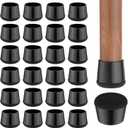 24 PCS Silicone & Felt Chair Leg Floor Protectors for Hardwood Floors - Furniture Pads, Chair Leg Covers/Cups - No Noise & Scratch-Proof - Round L (Fits 1 3/16"-1 6/16" / 30-35mm), Black