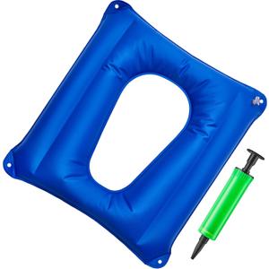 Nuanchu Inflatable Square Cushion Breathable Comfort Inflatable Air Seat Cushion and Inflator for Sitting Toilet Office School Chair Wheelchair Chair, Postpartum Relieve Pressure, Blue (1 Piece)