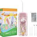Kids Water Flosser,3 Modes Cordless Portable Water Teeth Cleaner,4 Replaceable Nozzles,IPX7 Waterproof Oral Irrigator Rechargeable,Professional Flossing Cleaning Picks for Home Travel (Pink)
