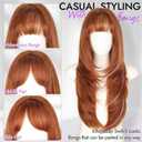 Eawwii Long Ginger Wig with Bangs for Women,4x4 Realistic Scalp, Free Parting,Layered Hairstyle Synthetic Heat Resistant for Daily Party Use 26 inch