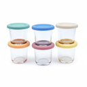 4OZ GLASS BABY FOOD STORAGE JARS | FOOD GRADE SILICONE LIDS | SET OF 6 | NEUTRAL COLORS