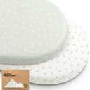 2-Pack Baby Bassinet Sheets Girl, Boy - 33x17 Viscose Derived from Bamboo Bedside Mattress Fitted Bassinet Sheets, Compatible with Halo Bassinest Swivel Sleeper, Baby Delight, Graco (Herb)