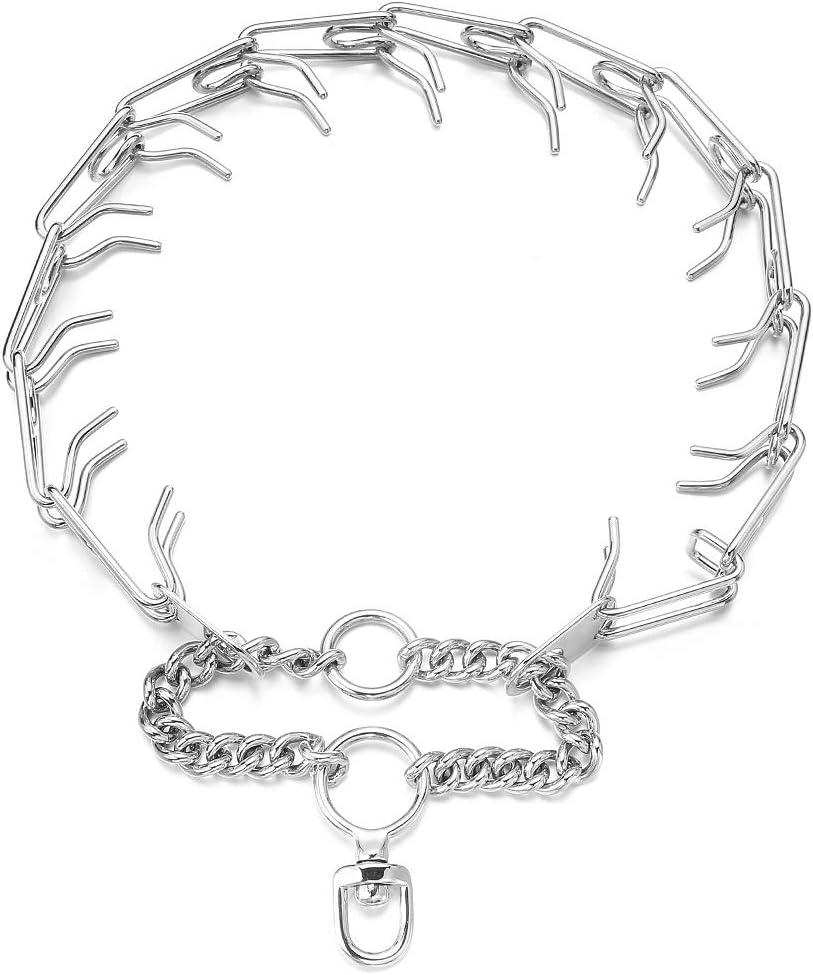Dog Prong Collar Stainless Steel Metal Chain Dog Pinch Collars Training Collar for Large Medium Small Dogs,Detachable, Adjustable Length 12''- 28'' (Silver) Dog Prong Collar Stainless Steel Metal Chain Dog Pinch Collars Training Collar for Large Medium Small Dogs,Detachable, Adjustable Length 12''- 28'' (Silver)