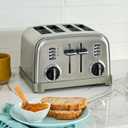 Cuisinart 4 Slice Compact Stainless Steel Toaster with Extra-Wide Slots for Bread, French Toast, Bagels & Pastries, Defrost & Reheat Functions, CPT-180P1, Brushed Stainless, Removable Crumb Tray