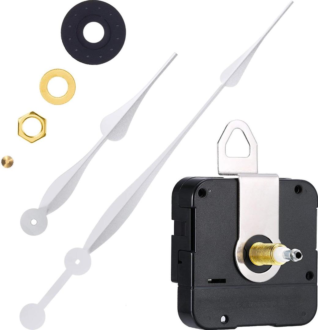 Hicarer High Torque Long Shaft Clock Movement Mechanism Clock Replacement Motor with 12 Inch Long Spade Hands