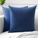 Encasa XO Throw Pillow Covers 16x16 in Set of 2 Cobalt Blue | No Inserts | Cotton Pillow Covers for Living Room, Bed, Sofa, Couch | Decorative Cushion Covers with Improved Zipper