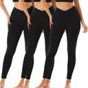 FULLSOFT 3 Pack Leggings for Women High Waisted Soft Black Yoga Pants for Workout Athletic Running Reg & Plus Size (Small-Medium)