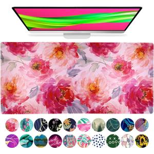 French KOKO Large Mouse Pad Desk Mat 15" x 30"  Extended Floral Desk Protector for Keyboard & Mouse  Non-Slip Waterproof Cute Office Pad Aesthetic Workstation Mat (Call Me Pretty)