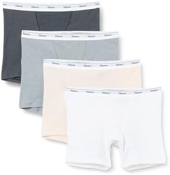 Hanes Women's Originals Boxer Brief Pack, Stretch Cotton MidThigh Panties, Fashion, 4Pack