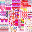 200pcs Valentines Party Favors Toys Assortment, Valentines Day Gifts for Kids as Valentine Classroom Prizes Rewards Bulk Goodie Bag Stuffers Birthday Party Supplies(Valentines)