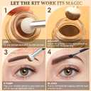 LAVONE Eyebrow Stamp Stencil Kit, Brow Stamp Trio Kit with Waterproof Eyebrow Pencil, Eyebrow Pomade, 20 Eyebrow Stencils, Dual-ended Eyebrow Brush and Sponge Applicator - Dark Blonde