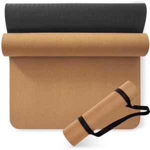 Premium Cork Yoga Mat 1/4 & 2/5 Inch Thick 72 x 26 in, Thick Cork and TPE Non Slip Yoga Mats for Women Men, Sweat Proof Eco-friendly, Great for Hot Yoga & Workouts