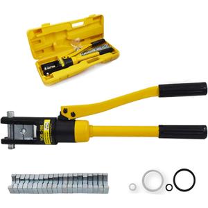 16 Ton Hydraulic Cable Lug Terminal Crimper Wire Crimping Tool with 11 Dies for Crimping Wires and Butt Connectors
