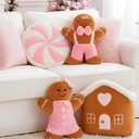 Poen 4 Pcs Christmas Gingerbread Plush Throw Pillows 10 Inches Gingerbread Man Throw Pillow Xmas Decor Gifts for Christmas Stuffed Gift for Family Friends (Cute Style)