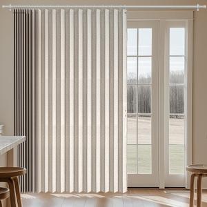 Jilron 100% Blackout Curtains Patio Door Curtain Accordion Door Sliding Door Curtains Extra Wide Blackout Curtains Used for Room Divider (Off-White 98" W x 106" L)
