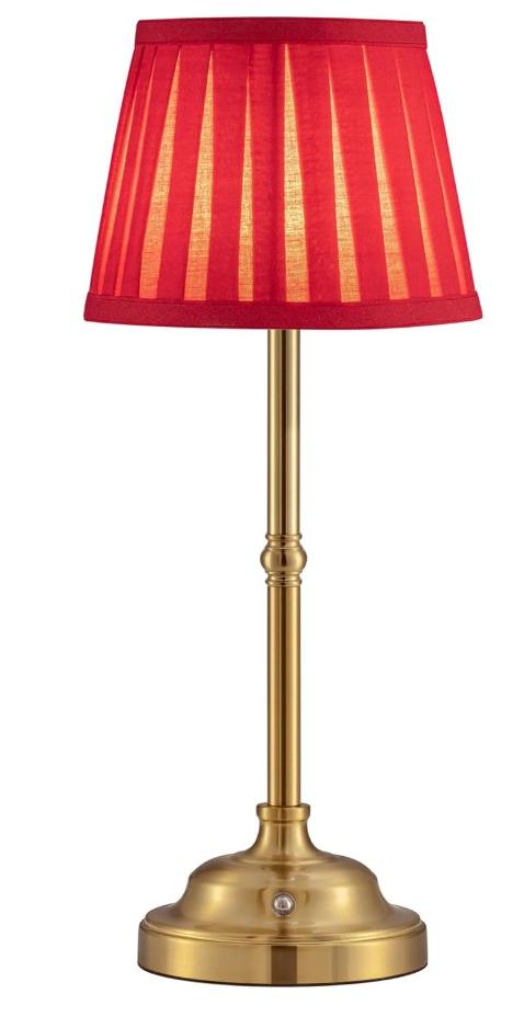 KDG Cordless LED Table Lamp Set of 1, Portables Fabric Shade Desk Lamps, 5000mAh Rechargeable Battery Powered Lighting, Dimmable Light for Dining Room, Bedroom, Bedside, Night Light, Balcony (Red)