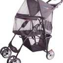Full-Window pet Stroller 4 Wheels for Cats & Dogs, with Storage Basket,Cup Holder, Travel Puppy/Cats Stroller.