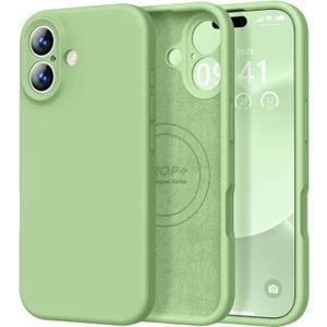 Vooii Magnetic for iPhone 17 Case, Compatible with Magsafe (Premium Liquid Silicone) (Integrated Camera Control Button) Full Body Protective Anti-Scratch Microfiber Lining 6.3", Matcha