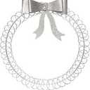 2 Pcs Christmas Photo Holder Display 17" Metal Wreath Xmas Card Holder Display Wall Hanging Decoration with Bow Wire Loop for Greeting Card Picture Insert Holiday Wall Decor(Silver)