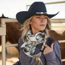 Eohak Womens Western Cowboy Hats Studded Pinched Western Cowgirl Hats Wide Brim Fedoras Hat with Belt Buckle (Size:Medium) (Black)