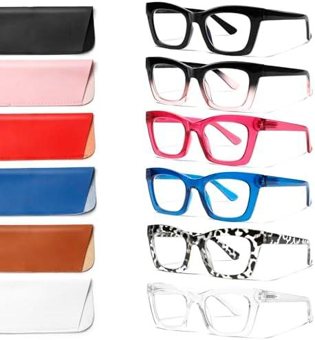 ZOECENT 6 Pack Oprah Style Reading Glasses for Women Blue Light Blocking Computer Square Readers with Spring Hinge (Mix Color, 2.50, x)