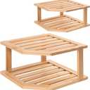VERTORGAN Bamboo Corner Shelf(2 Pack),2 Tier Plate Organizer for Cabinet and Countertop,Pantry Dish and Spice Rack for Kitchen