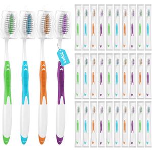 30 Pack Bulk Toothbrushes with Covers, Individually Wrapped Tooth Brush Pack for Adults & Kids, Disposable Toothbrush Medium Soft for Travel, Donations, Hotels