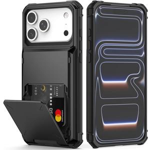 Nvollnoe Compatible with iPhone 17 Pro Max Case with Card Holder[Store 5 Cards] Dual Layer Heavy Duty Shockproof Wallet Case with Hidden Card Slot Large Storage Cover for Men&Women 6.9''(Black)