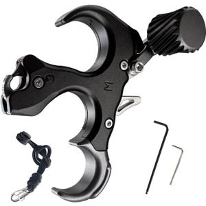 Compound Bow Aid Releaser with Wrist Straps and Adjustment Tool,Archery Release Aids with 3 Thumb Release Adjustable,Aluminum Alloy Aids.for Left and Right Handers. (black)