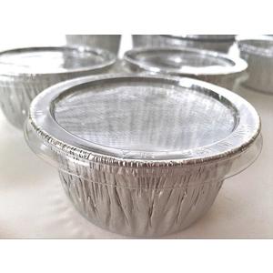 100 Aluminum Foil Muffin Cupcake Ramekin 4oz Cups with Lids Disposable
