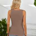 Tank Tops for Women Summer Square Neck Ribbed Knit Sleeveless Shirts (Brown, M)