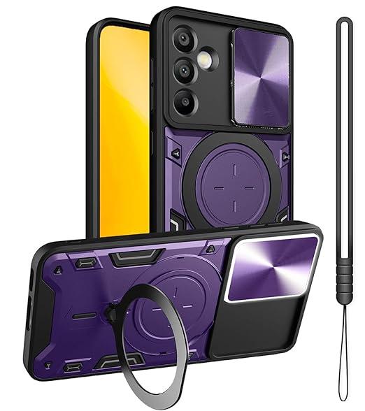 for Galaxy A15 5G Phone Case, Metal Stand Ring Holder, Protector Phone Cover for Women Men, Slim Bumper Full Protection Shockproof Basic Cases, 6.5" (Purple)