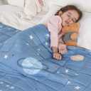 Kivik Weighted Blanket 3lbs, 36" x 48", Blue Moon Stars Heavy Throw Blankets, All-Season Breathable Soft Cute, Calming & Sleep, Machine Washable (Light Blue Planet)