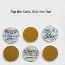 Absorbent Round Marble Coasters Set of 6 with Holder & Cork Backing, Funny Sayings Ceramic Home Decor for Housewarming Gifts, Modern Aesthetic Accessory for Coffee Drinks Table Outdoor House Office (Purple)