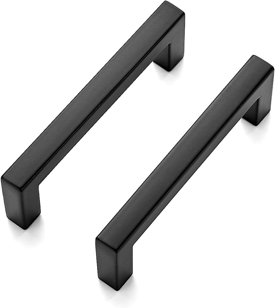 Ravinte 25 Pack Solid 3 Inch Center to Center Slim Square Bar Drawer Handles - Cabinet Hardware in Matte Black - Kitchen Handles and Pulls
