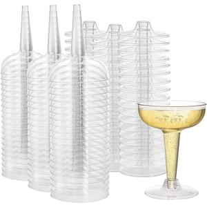 Hacaroa 75 Pack Plastic Champagne Coupe, 4 Oz Champagne Glasses Cocktail Glasses, Disposable Party Stem Cups Dessert Cups for Martini, Margarita, Birthday, Wedding