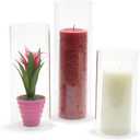 WGVI Hurricane Candle Holder Sleeve, Wide 4", Height 8", Clear Glass Cylinder Candleholder, Chimney Tube, Open Ended Candle Shade, 1 Piece