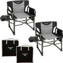 SUNNYFEEL Oversized Camping Directors Chair for Adults with Side Table | Heavy Duty Folding Chairs Padded Oxford Fabric Support 600lbs with Side Pocket & Carry Bag for Camping, Fishing, Lawn, Black, 20.5"x31.5"x38.19"