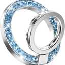 GVIEWIN Magnetic Phone Ring Holder, Compatible with MagSafe Phone Grip with Adjustable Stand, Magnet Phone Ring Kickstand for iPhone 17/16/15/14/13/12 Pro Max Plus Air/Other Phones (Glitter/Blue)