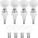 4 String Banjo Tuning Pegs, 4Pcs Banjo Geared Machine Anti- Zinc Alloy Banjo Keys Machine Heads with Pearl Buttons, Banjo Tuning Machines (Silver)