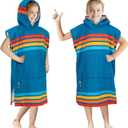 SUN CUBE Kids Changing Robe Surf Poncho, Kids Beach Towels, Hooded Towel for Teens Bath Pool, Microfiber Quick Dry Wearable Poncho with Hood, Swim Towel for Girls 8-12 Years, Sunset Blue