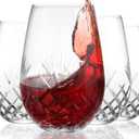 SHOSHIN - Hand Cut Stemless Wine Glass Set of 4, Large 18 oz Crystal Wine Glass, Wine Tumblers for Red and White Wine, Water Glasses, Drinking Glasses