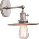 Phansthy Vintage Industrial Sconces Wall Lighting, 1-Light Wall Sconce with Switch and 7.9" Metal Shade, 180 Degree Adjustable Wall Lamp for Bedroom Living Room Kitchen (Brushed)